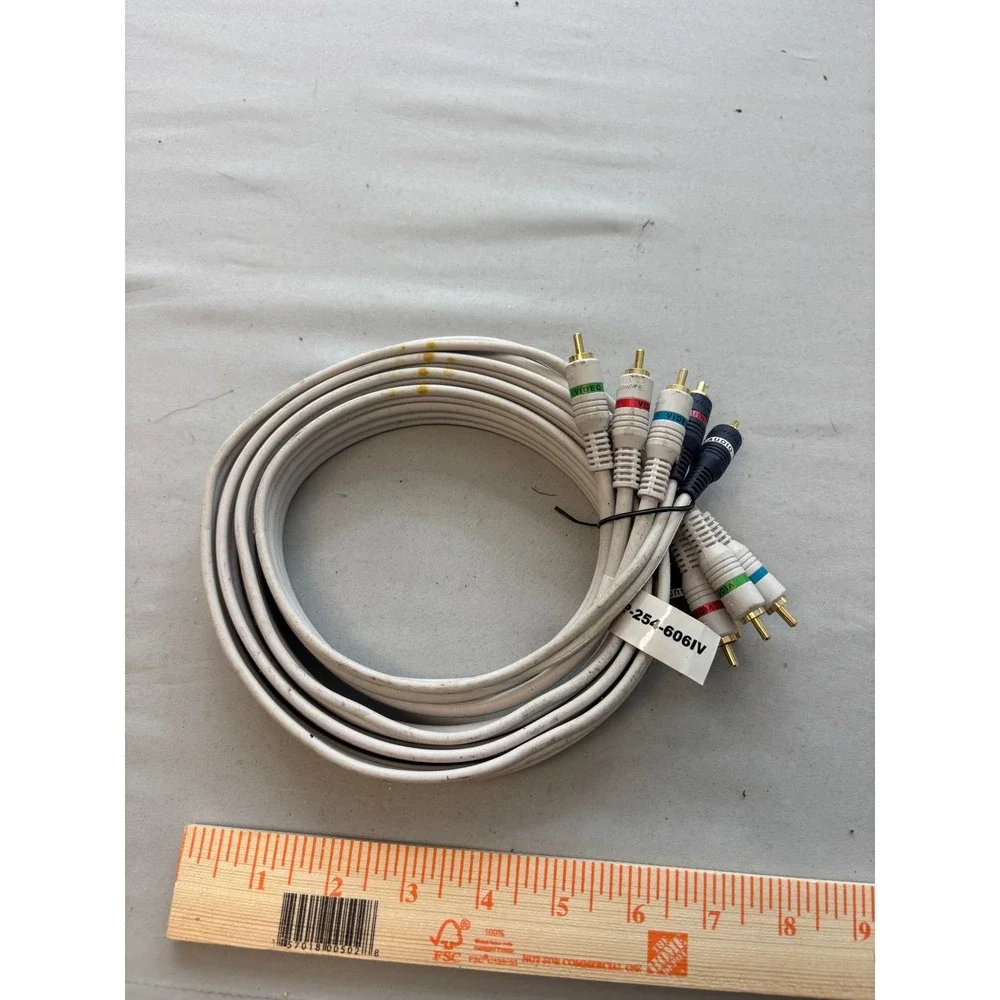 Component Video RCA Audio Cable White PP-254-606IV Gold Plated Connectors 12ft